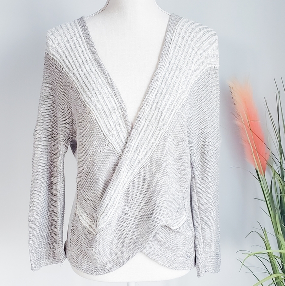 Soft Surroundings Sweaters - Soft Surroundings, Wrap Around Knit Linen Sweater